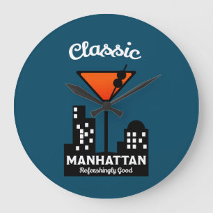 Grande Horloge Ronde Manhattan Cocktail Wall Art
