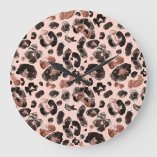 Grande Horloge Ronde Manteau de léopard, peau d'animal sans couture mot