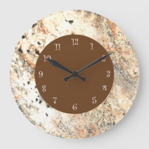 Grande Horloge Ronde Marbre à l'air de pierre moderne