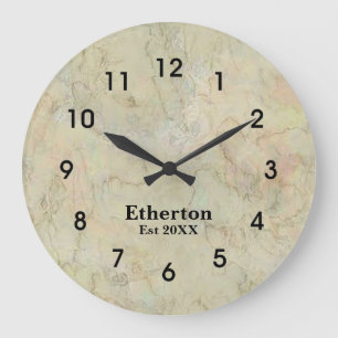 Grande Horloge Ronde Marbre beige naturel Motif acrylique