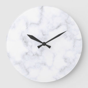 Grande Horloge Ronde Marbre Blanc Moderne
