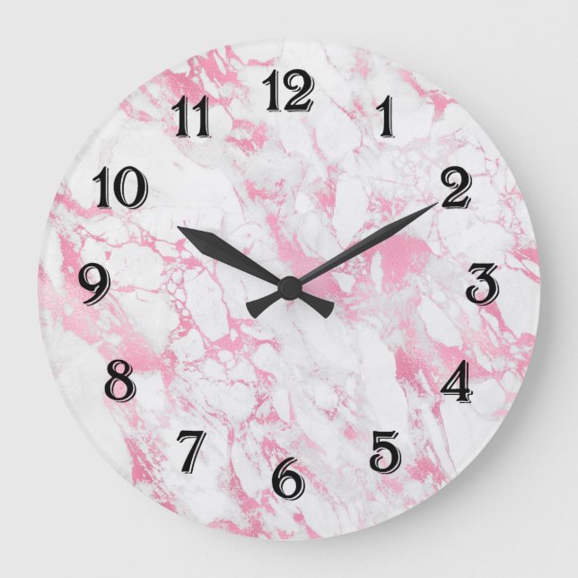 Grande Horloge Ronde Marbre blanc rose (Recto)