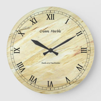 Grande Horloge Ronde Marbre crème Faux Finition ronde Wallclock