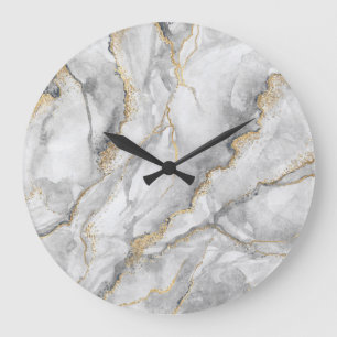 Grande Horloge Ronde Marbre d'argent blanc or assez