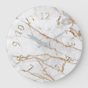 Grande Horloge Ronde Marbre et vieux or