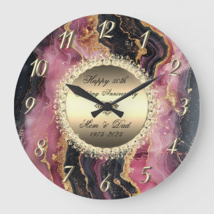 Grande Horloge Ronde Marbre noir Bourgogne 50 ans de mariage
