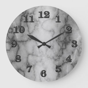 Grande Horloge Ronde Marbre noir et blanc