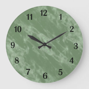 Grande Horloge Ronde Marbre vert aspect nombres noirs