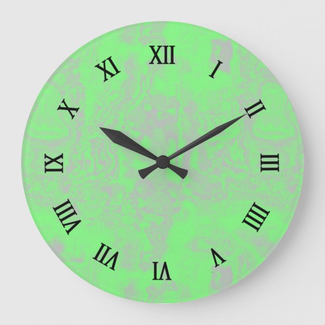 Grande Horloge Ronde marbre vert et gris (Recto)