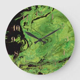 Grande Horloge Ronde Marbre vert noir
