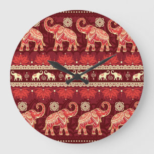 Grande Horloge Ronde Marche des éléphants : Jouer Motif sans couture.