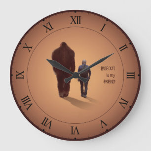 GRANDE HORLOGE RONDE MARCHER AVEC LE SASQUATAT DE BIGFOOT