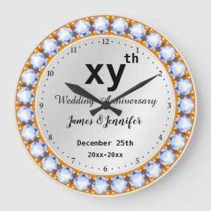 Grande Horloge Ronde Mariage Anniversaire diamant Personnalisé années e