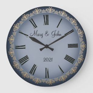 Grande Horloge Ronde Mariage bleu marine