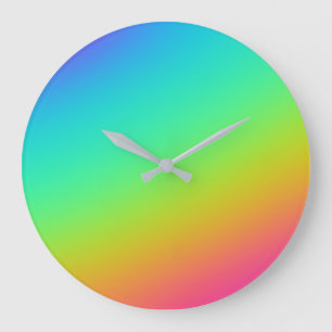 Grande Horloge Ronde Mariage de dégradé arc-en-ciel lumineux