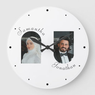 Grande Horloge Ronde Mariage personnalisé Couple photo cadenas