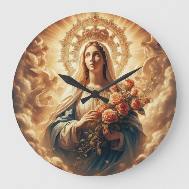 Grande Horloge Ronde Marie Vierge Jésus (Recto)
