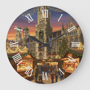 Grande Horloge Ronde Marienplatz Allemagne Marché de Noël