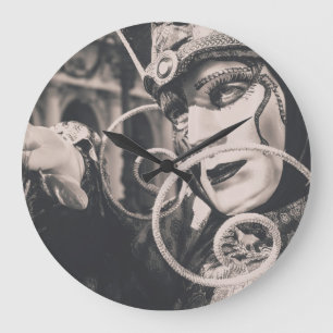 Grande Horloge Ronde Masque de carnaval vénitien