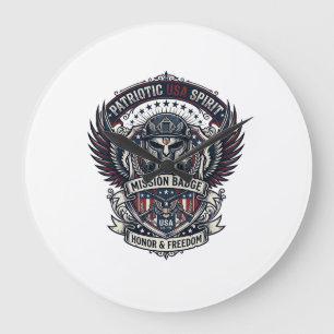 Grande Horloge Ronde Masque de gardien patriotique inspiré de la libert