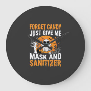 Grande Horloge Ronde Masque et désinfectant Halloween Ghost Design_1