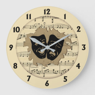 Grande Horloge Ronde Masques de musique et de théâtre antiques