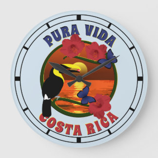 Grande Horloge Ronde Matrice de Pura Vida Costa Rica