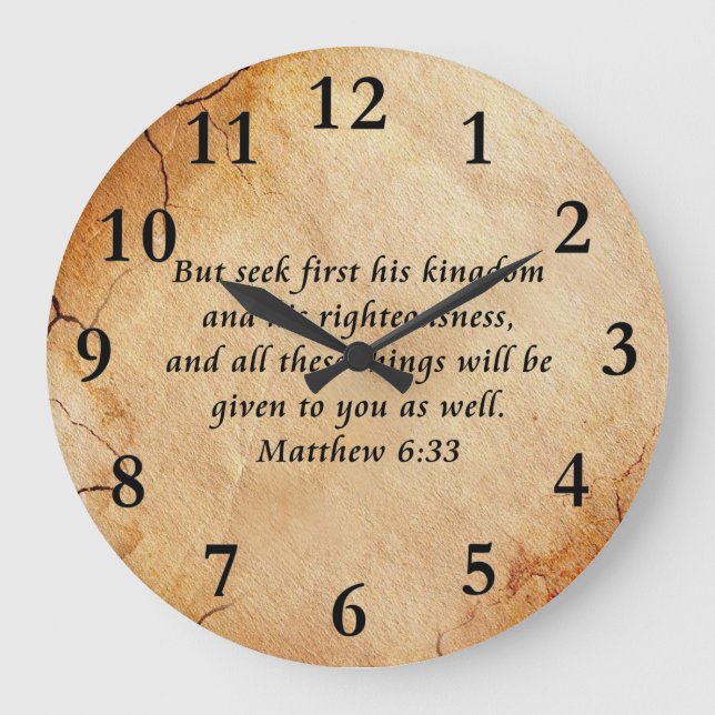 Grande Horloge Ronde Matthew 6:33 Bible (Recto)