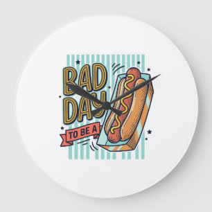 Grande Horloge Ronde Mauvaise Journée Hot Dog Retro Vector Conception d