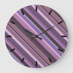 Grande Horloge Ronde Mauve diagonal stripes