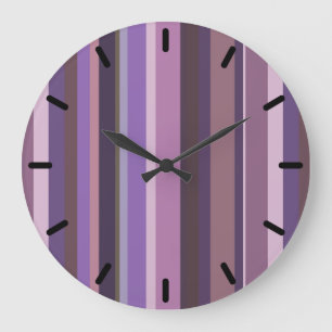 Grande Horloge Ronde Mauve vertical stripes