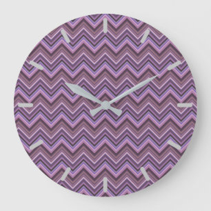 Grande Horloge Ronde Mauve zigzag stripes