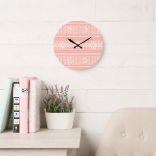 Grande Horloge Ronde MAZIPOODLES Floral Rayé Tricot 202