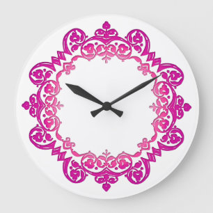 Grande Horloge Ronde Médaillon rose Vintage
