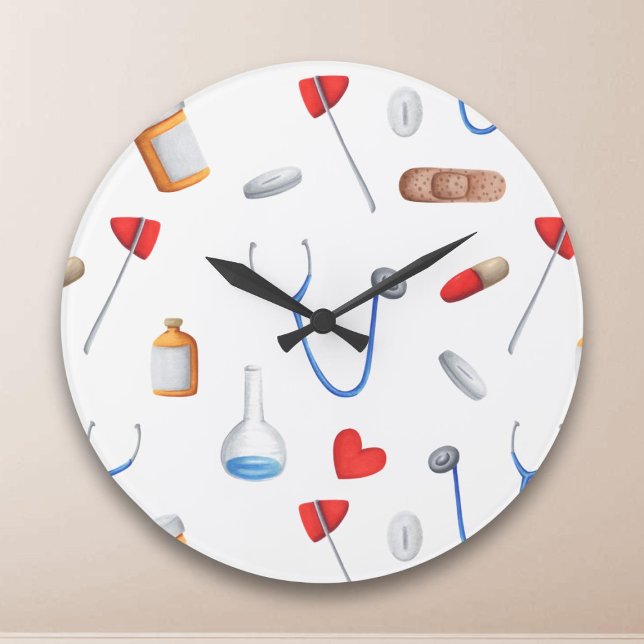 Grande Horloge Ronde Médecin ou infirmière en équipement Médicale (Créateur téléchargé)