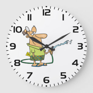 Grande Horloge Ronde Médecin retraité drôle jardinage tuyau d'arrosage