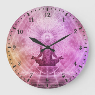 GRANDE HORLOGE RONDE MÉDITATION DE YOGA EN POSITION DE LOTUS