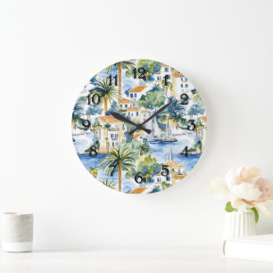 Grande Horloge Ronde Méditerranéen Tropical  
