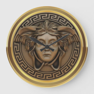 Grande Horloge Ronde Méduse en bronze