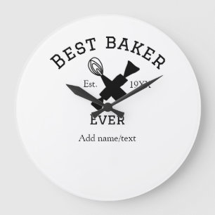 Grande Horloge Ronde Meilleur boulanger jamais ajouter nom texte cuisso