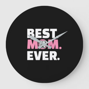 Grande Horloge Ronde Meilleur Chien Maman Ever Anglais Bulldog Lover