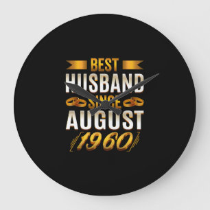 Grande Horloge Ronde Meilleur Mari depuis août 1960 - Funny 60th