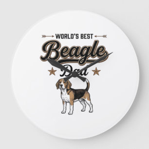 Grande Horloge Ronde Meilleur Papa Beagle du Monde Chien Vintage