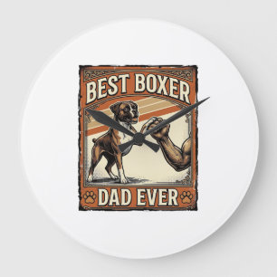Grande Horloge Ronde Meilleur Papa Boxer de Tous les Temps Vintage Papa