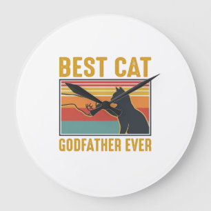 Grande Horloge Ronde Meilleur Parrain de Chat Vintage Conception de Vec