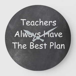 Grande Horloge Ronde Meilleur plan des enseignants Chalkboard Design Id
