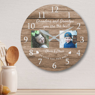 Grande Horloge Ronde Meilleure grand-mère et grand-père petits-enfants