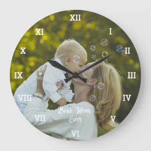 Grande Horloge Ronde Meilleure maman Jamais Photo Collage Créer Votre P