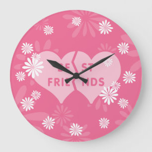 Grande Horloge Ronde Meilleurs amis Coeurs liés