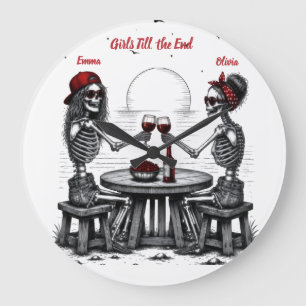 Grande Horloge Ronde Meilleurs amis couple de squelettes